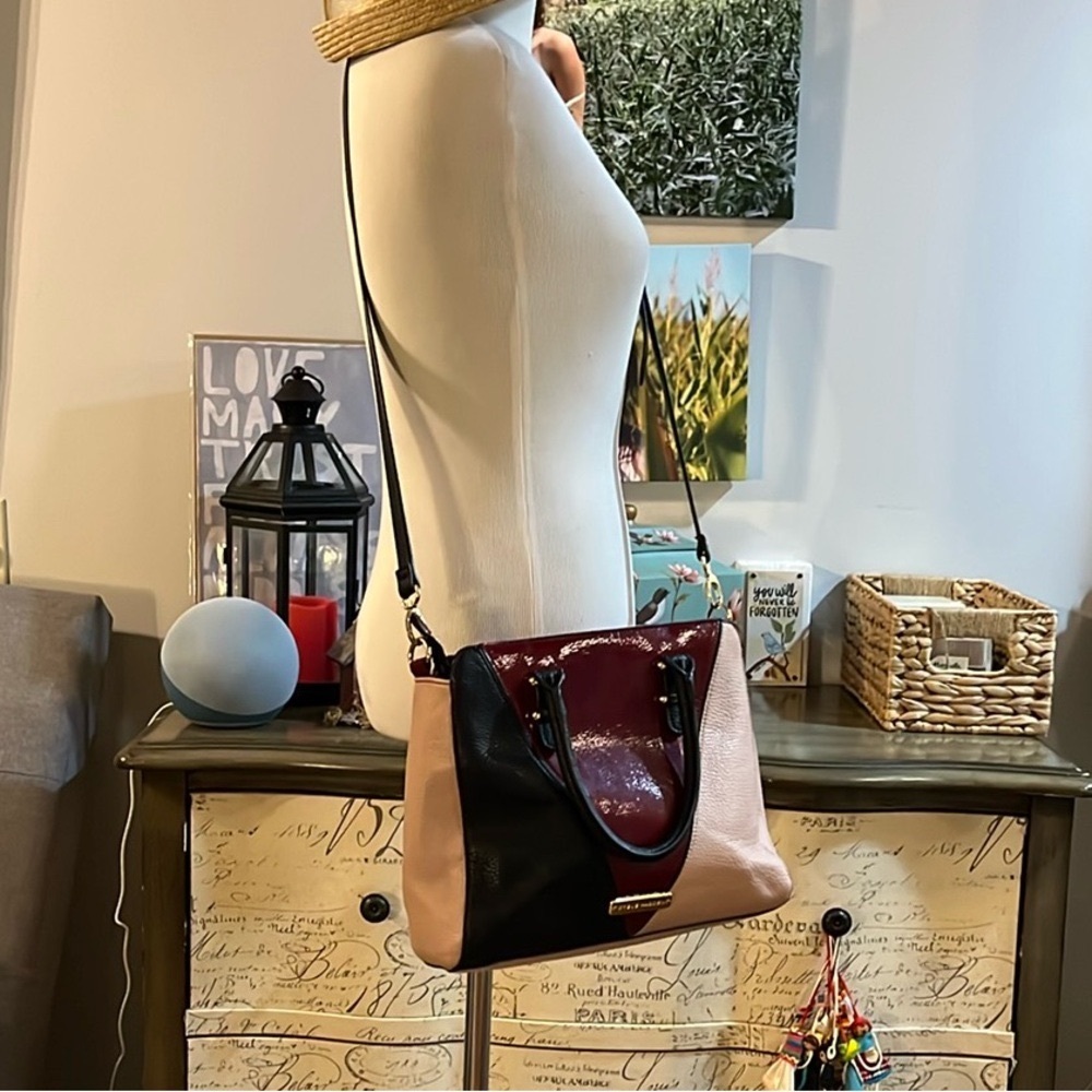 STEVE MADDEN COLORBLOCK CROSSBODY SATCHEL BAG BLACK PINK RED - Picture 5 of 16